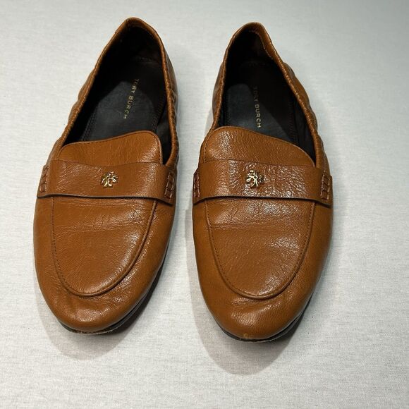 Tory Burch Ballet Loafers Size 7 In Bourbon Leather with A...